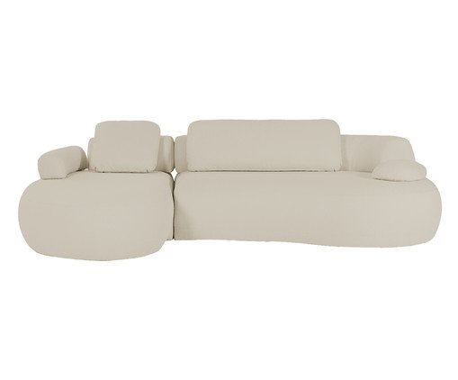Sofá Laguna by Elle - Chaise Esquerda Aveludado Bege II, Cru | WestwingNow