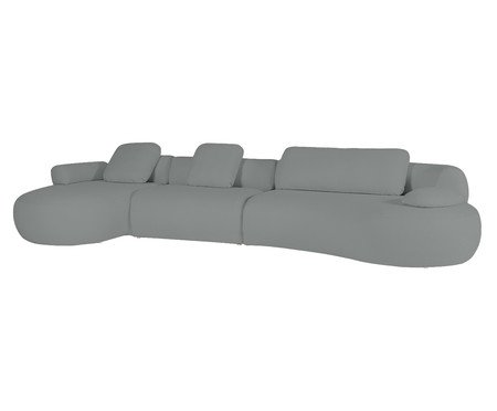 Sofá Chaise Direita Laguna by Elle - Boucle Cinza V | Westwing