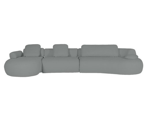Sofá Laguna by Elle - Chaise Esquerda Aveludado Cinza V, Cru | WestwingNow