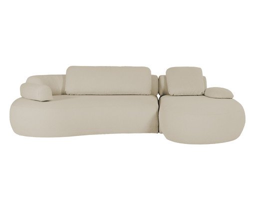 Sofá Laguna by Elle - Chaise Direita Aveludado Bege VI, Cru | WestwingNow