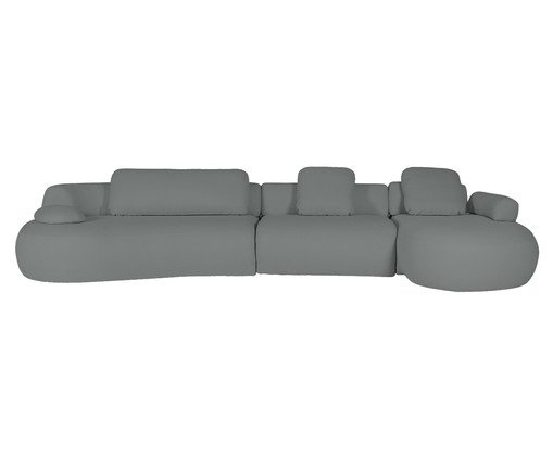 Sofá Laguna by Elle - Chaise Direita Aveludado Cinza VIII, Cru | WestwingNow