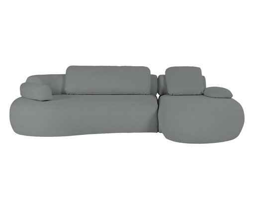 Sofá Laguna by Elle - Chaise Direita Aveludado Cinza VI, Cru | WestwingNow