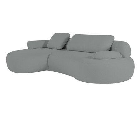Sofá Chaise Direita Laguna by Elle - Boucle Cinza II | Westwing
