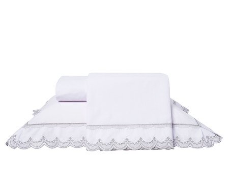 Jogo de Lençol Imperiale Branco e Cinza 180 Fios | Westwing