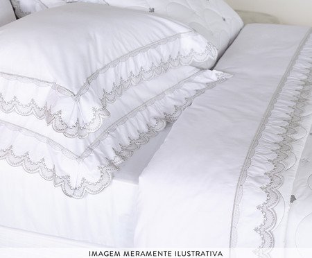 Jogo de Lençol Imperiale Branco e Cinza 180 Fios | Westwing