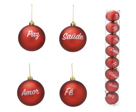 Jogo 8 Bolas Natal Vermelho Fosco | Westwing