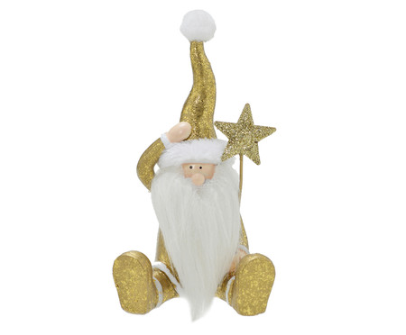 Enfeite Papai Noel Dourado e Branco