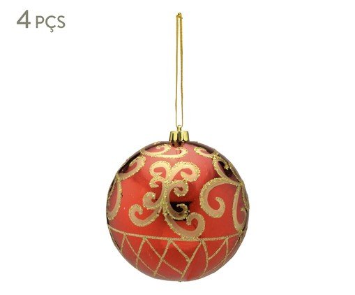 Jogo Bolas Natal Vermelho e Dourado, Vermelho | WestwingNow