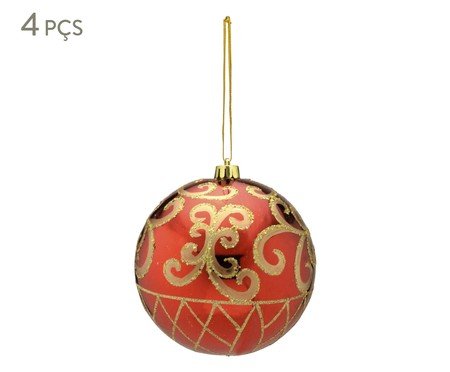 Jogo Bolas Natal Vermelho e Dourado | Westwing