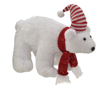 Urso Natalino Branco e Vermelho