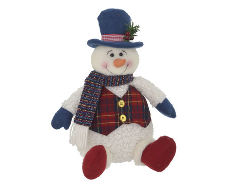 Enfeite de Natal Boneco de Neve Branco e Vermelho