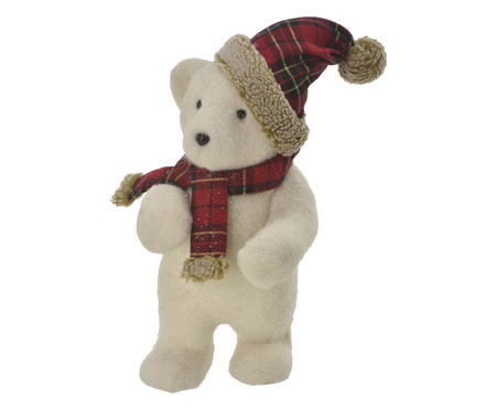 Urso Natalino Creme e Vermelho