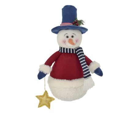 Enfeite de Natal Boneco de Neve Branco e Vermelho