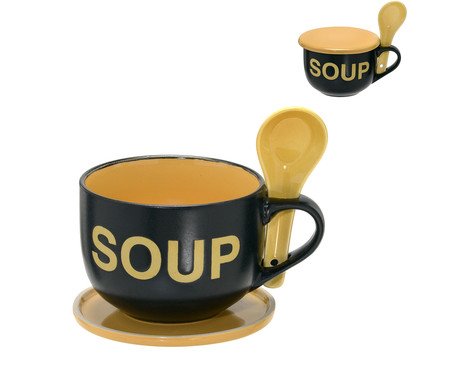 Caneca para Sopa Ganderkesee Preto e Amarelo | Westwing