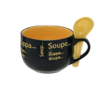 Caneca para Sopa Isernhagen Preto e Amarelo | Westwing