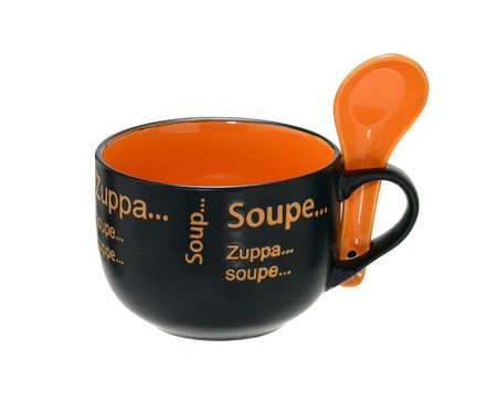 Caneca para Sopa Neunkirchen Preto e Laranja | Westwing