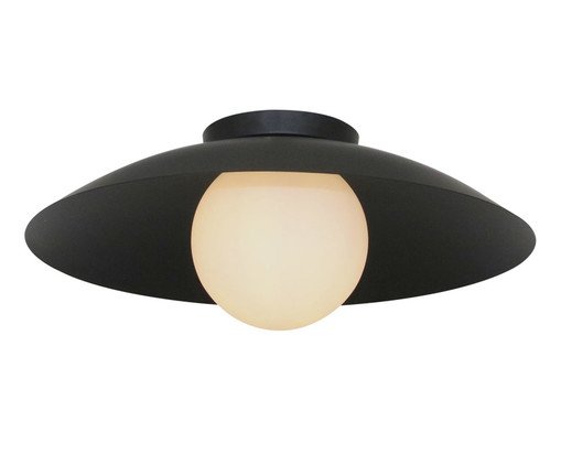 Plafon Sobrepor 28W Cuia Preto e Opalino, Preto | WestwingNow