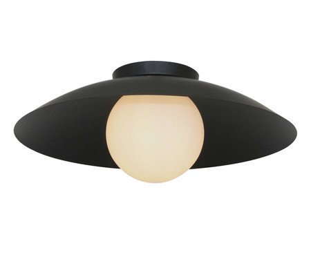 Plafon Sobrepor 28W Cuia Preto e Opalino
