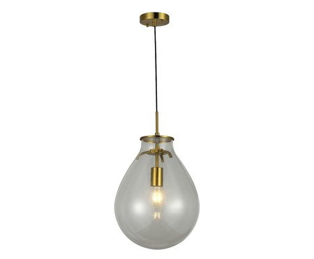 Pendente 40W Caju Transparente e Dourado Bivolt