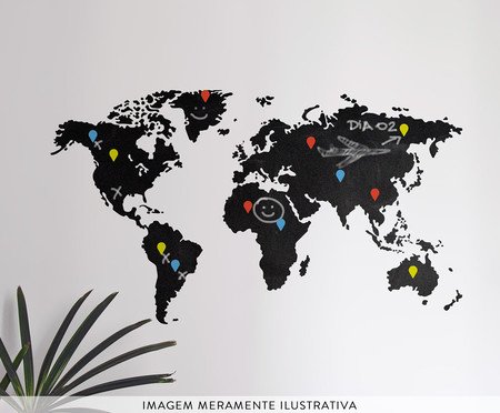 Adesivo de Parede Lousa Mapa Mundi Preto - Hometeka | WestwingNow