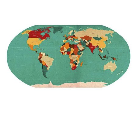 Adesivo de Parede Mapa Mundi Turquesa - Hometeka | WestwingNow
