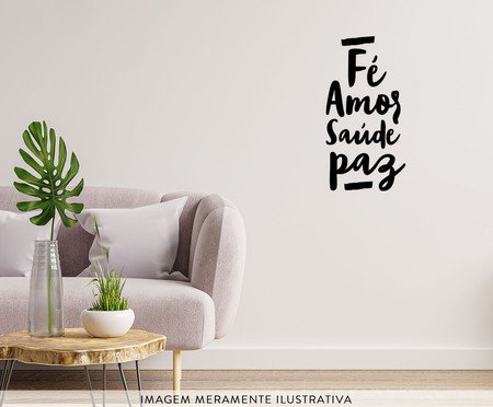 Adesivo de Parede Frase Fé Amor Saúde e Paz - Hometeka | WestwingNow