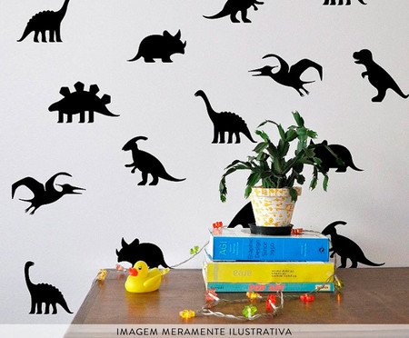 Jogo de Adesivos de Parede Dinossauros Preto - Hometeka | WestwingNow