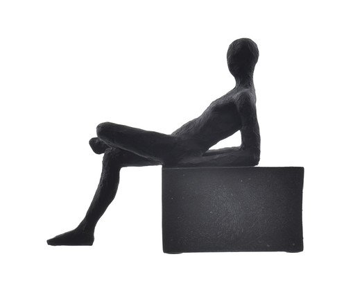 Escultura Homem Sentado Apoiado Preto, Preto | WestwingNow