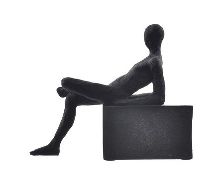 Escultura Homem Sentado Apoiado Preto | Westwing