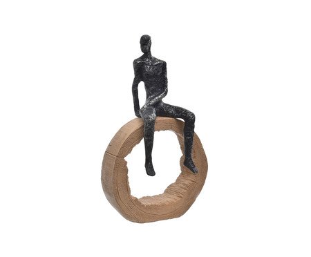 Escultura Figura Sentada no Circulo Preto e Marrom | Westwing