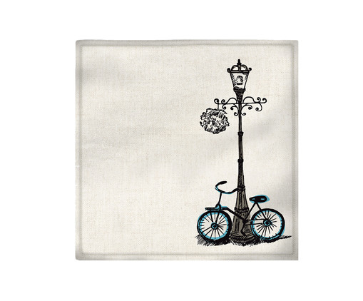 Guardanapo em Linho Bicycle - Estampado, Branco | WestwingNow