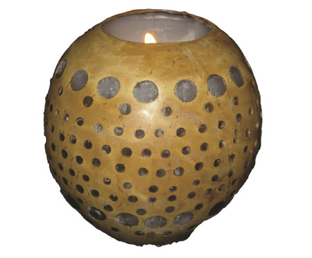 Luminária Vela Decorativa em Casca de Coco Natural - Hometeka