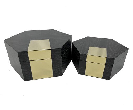 Jogo de Caixas Decorativas Wanapaqu Preto e Dourado, black | WestwingNow