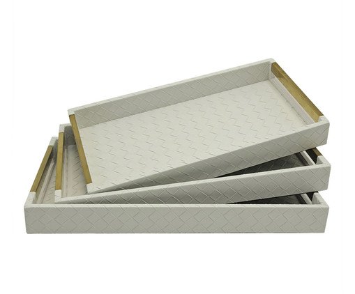 Jogo de Bandejas Guaygua Branco e Dourado, white | WestwingNow