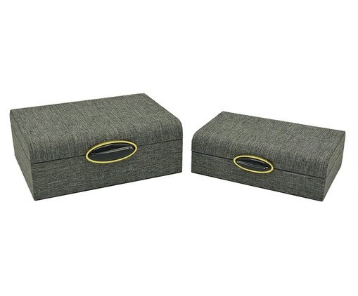 Jogo de Caixas Decorativas Akharapi Cinza e Dourado, grey | WestwingNow
