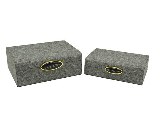 Jogo de Caixas Decorativas Arkani Cinza e Dourado, grey | WestwingNow