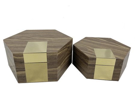 Jogo de Caixas Decorativas Phati Marrom Escuro e Dourado | Westwing