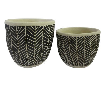 Jogo de Cachepots Callisaya Preto e Branco | Westwing
