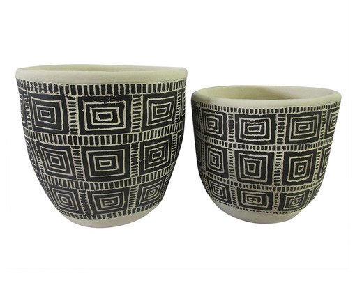 Jogo de Cachepots Phatikallisaya Preto e Branco, black | WestwingNow
