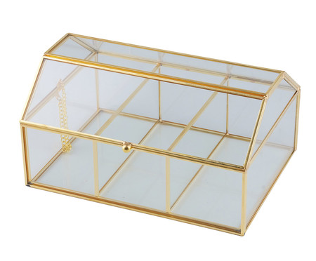 Caixa de Vidro e Metal Iratama Dourado