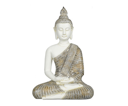 Adorno em Resina de Buddha Sentado II Branca