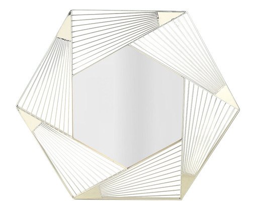 Espelho Geométrico com Moldura de Metal Dourado, Dourado | WestwingNow