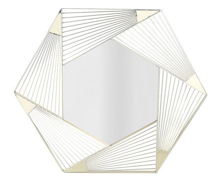 Espelho Geométrico com Moldura de Metal Dourado | Westwing