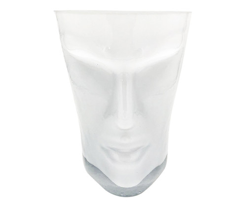 Vaso de Vidro com Face Estilo Moai Branco Fosco, branco | WestwingNow