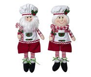 Papai e Mamãe Noel Chefs em Tecido e Areia Wittenberg Branco | WestwingNow