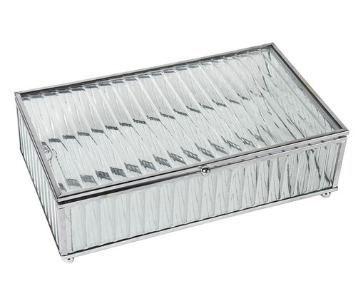 Caixa de Vidro Canelado Metal Prateada I, Transparente | WestwingNow