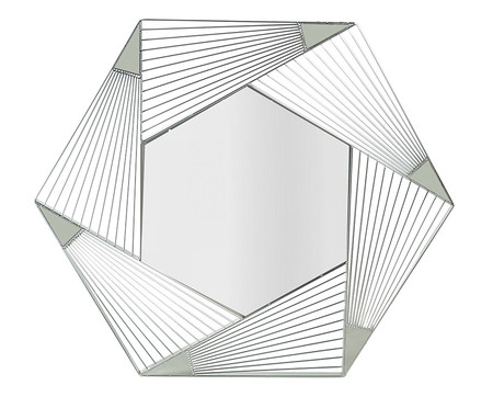 Espelho Geometrico com Moldura de Metal Prateado