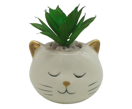 Cachepot Cat Face - Branco