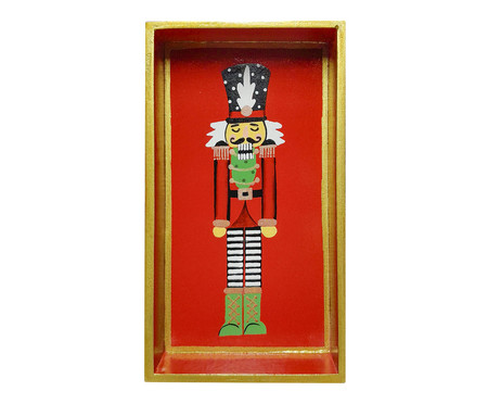 Bandeja Decorativa de Natal Pequena em Madeira Nutcracker Luxe Preto