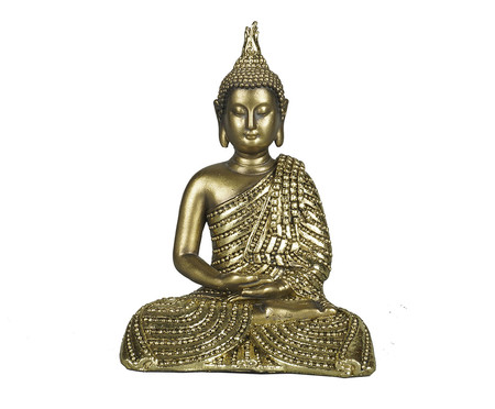 Adorno em Resina de Buddha Sentado II Dourada